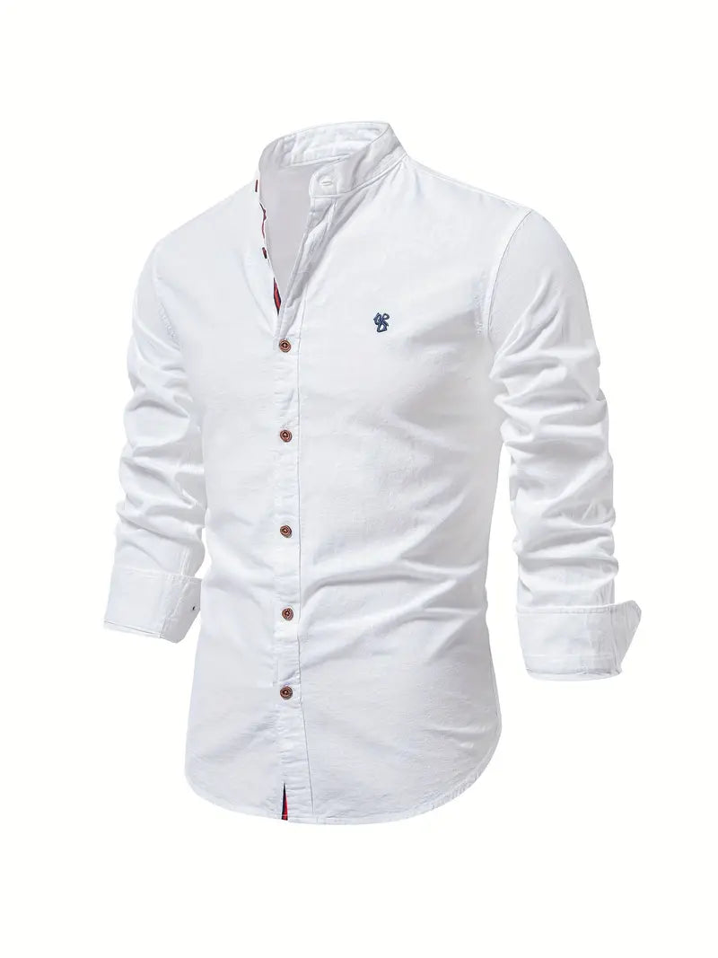 Reid | Herren hemd Stehkragen Langarm Casual Slim Fit