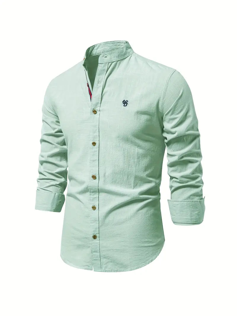 Reid | Herren hemd Stehkragen Langarm Casual Slim Fit