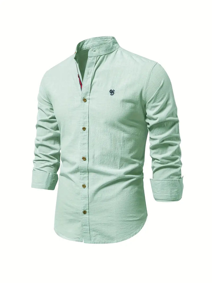 Reid | Herren hemd Stehkragen Langarm Casual Slim Fit
