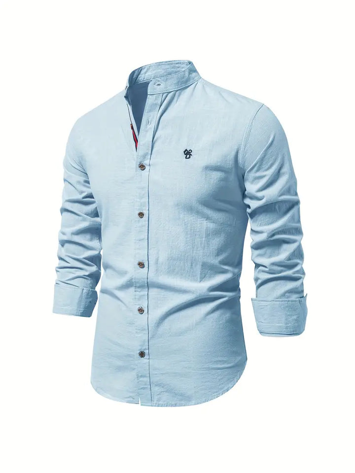 Reid | Herren hemd Stehkragen Langarm Casual Slim Fit