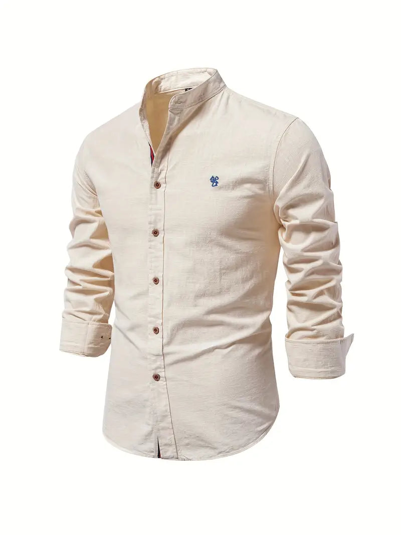 Reid | Herren hemd Stehkragen Langarm Casual Slim Fit