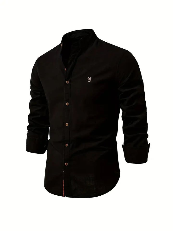 Reid | Herren hemd Stehkragen Langarm Casual Slim Fit