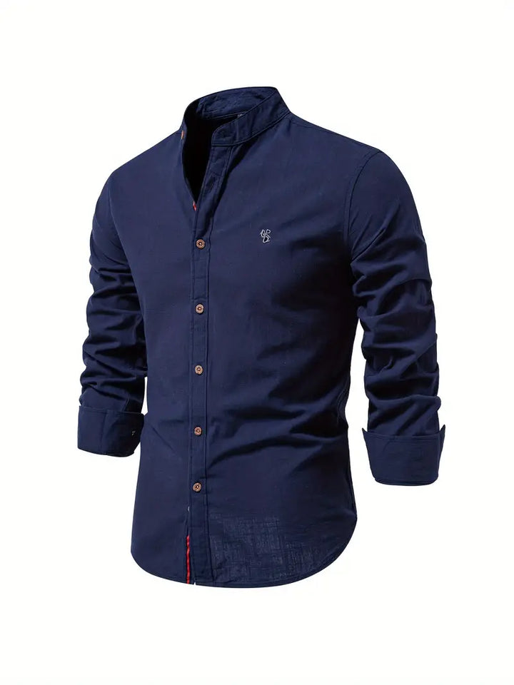 Reid | Herren hemd Stehkragen Langarm Casual Slim Fit