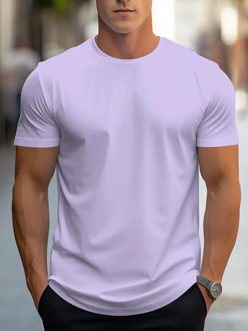 Lax | Herren Basic T-Shirt Rundhals Slim Fit Kurzarm
