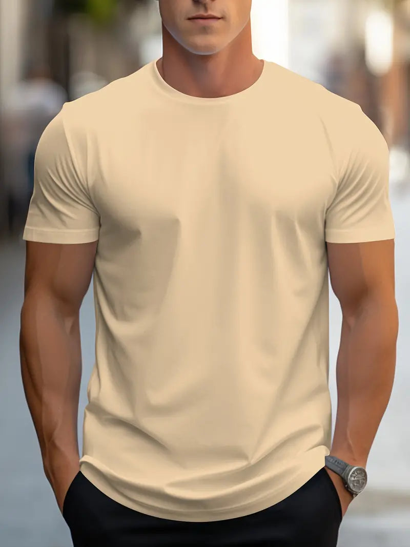 Lax | Herren Basic T-Shirt Rundhals Slim Fit Kurzarm