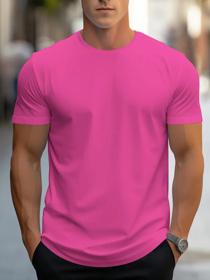 Lax | Herren Basic T-Shirt Rundhals Slim Fit Kurzarm