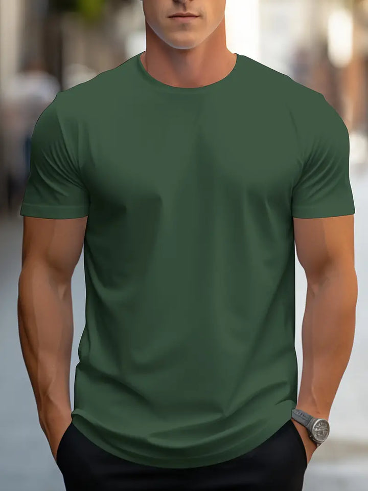 Lax | Herren Basic T-Shirt Rundhals Slim Fit Kurzarm