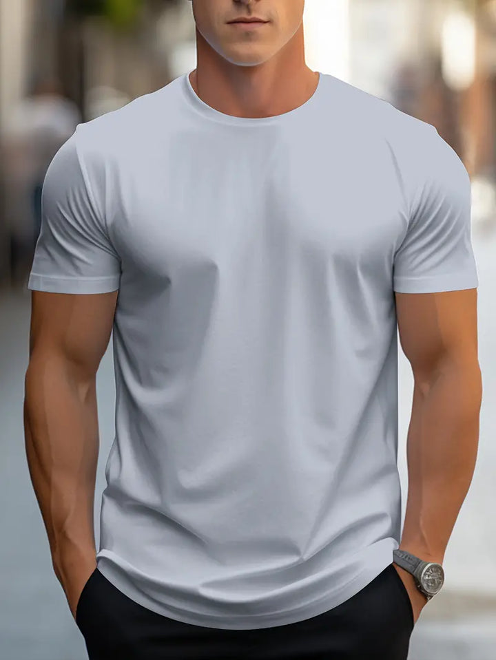 Lax | Herren Basic T-Shirt Rundhals Slim Fit Kurzarm