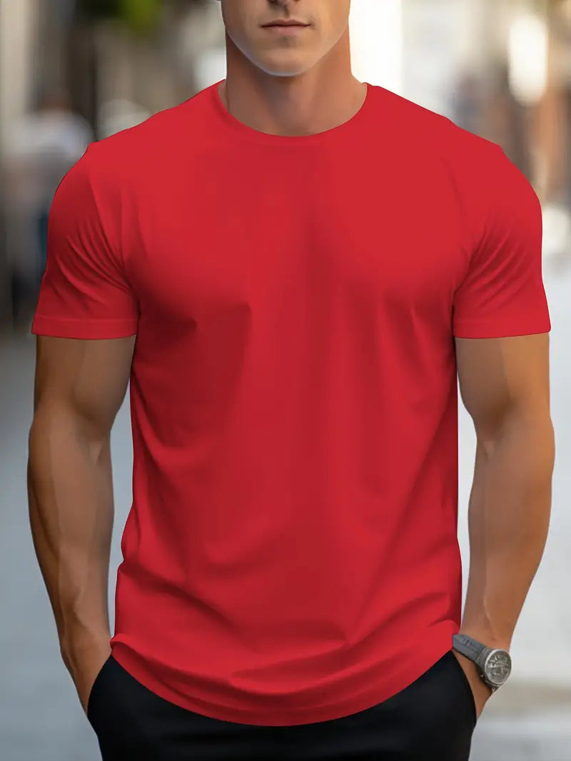 Lax | Herren Basic T-Shirt Rundhals Slim Fit Kurzarm