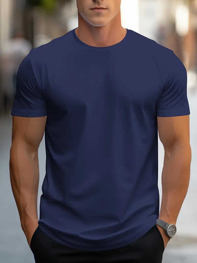 Lax | Herren Basic T-Shirt Rundhals Slim Fit Kurzarm