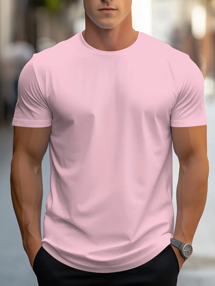 Lax | Herren Basic T-Shirt Rundhals Slim Fit Kurzarm