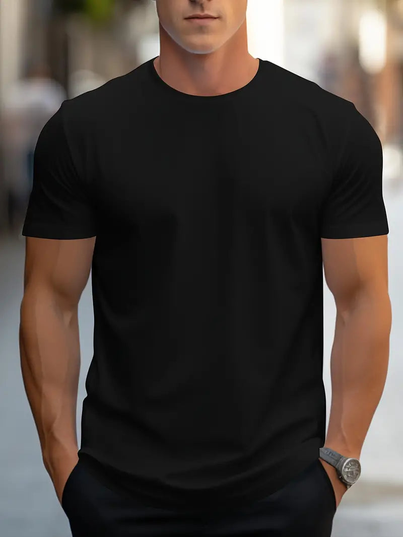 Lax | Herren Basic T-Shirt Rundhals Slim Fit Kurzarm