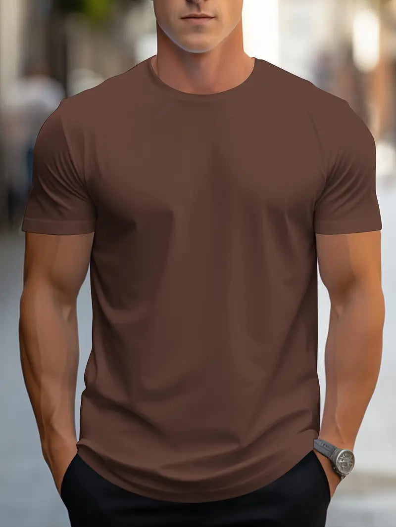 Lax | Herren Basic T-Shirt Rundhals Slim Fit Kurzarm