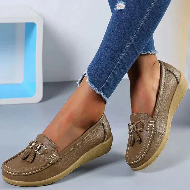 Leda | Damen Loafer mit Quaste Flache Schuhe Schlupfschuh