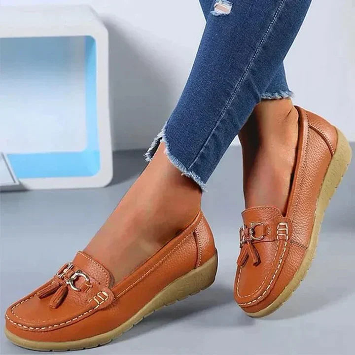 Leda | Damen Loafer mit Quaste Flache Schuhe Schlupfschuh