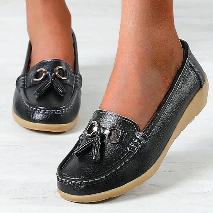 Leda | Damen Loafer mit Quaste Flache Schuhe Schlupfschuh