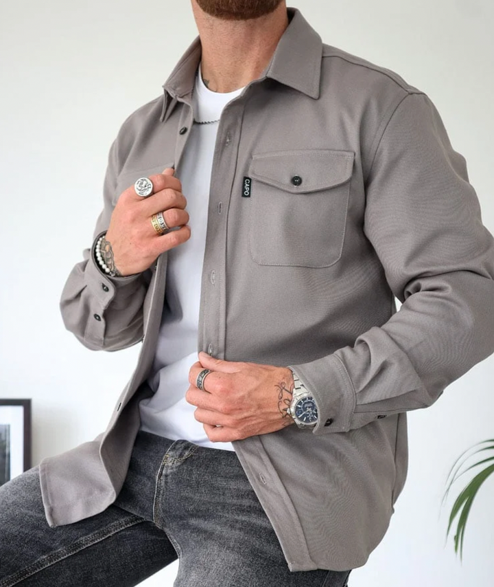 Vinno | Herren Langarm-Freizeithemdjacke