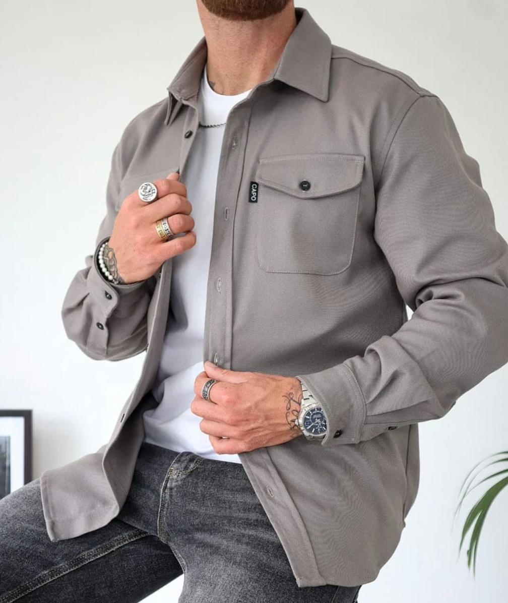 Blake | Herren Overshirt Wildlederoptik Hemdjacke Langarm
