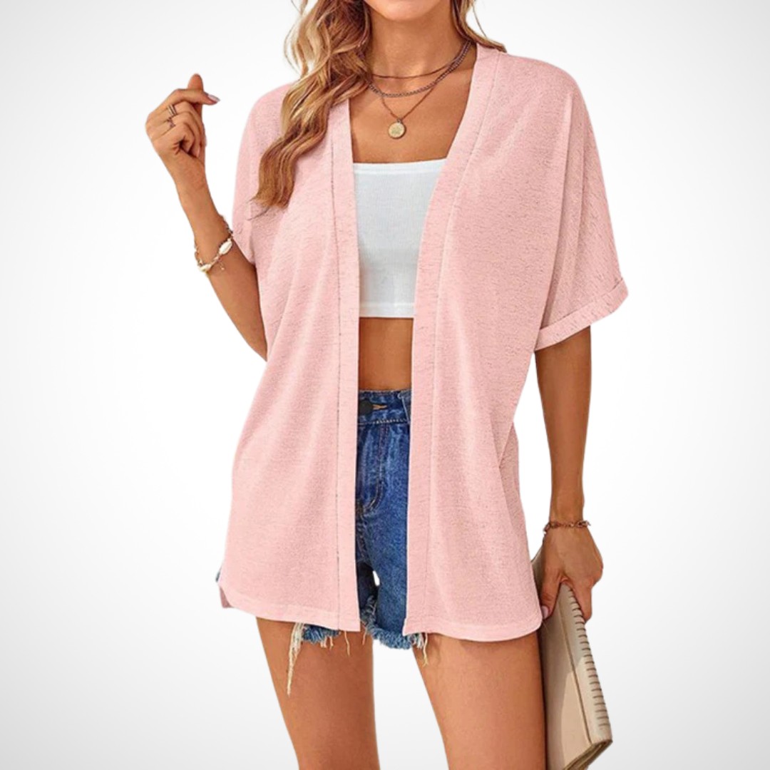 Rosal | Damen Kurzarm Cardigan Offen Leicht Sommer