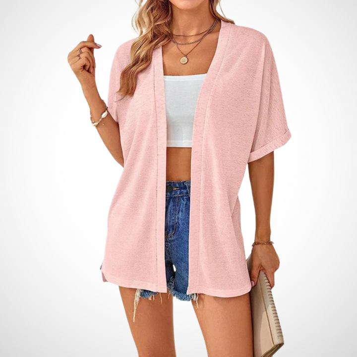 Rosal | Damen Kurzarm Cardigan Offen Leicht Sommer