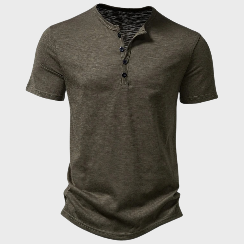 Jumas | Herren Henley Shirt Kurzarm Knopfleiste T-Shirt Casual