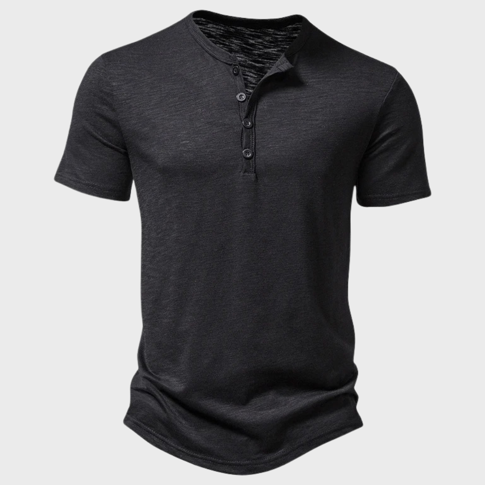 Jumas | Herren Henley Shirt Kurzarm Knopfleiste T-Shirt Casual