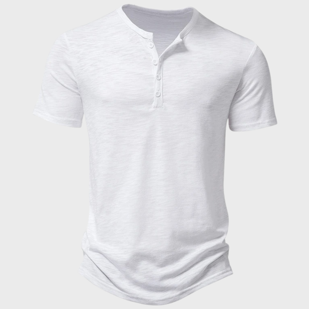 Jumas | Herren Henley Shirt Kurzarm Knopfleiste T-Shirt Casual
