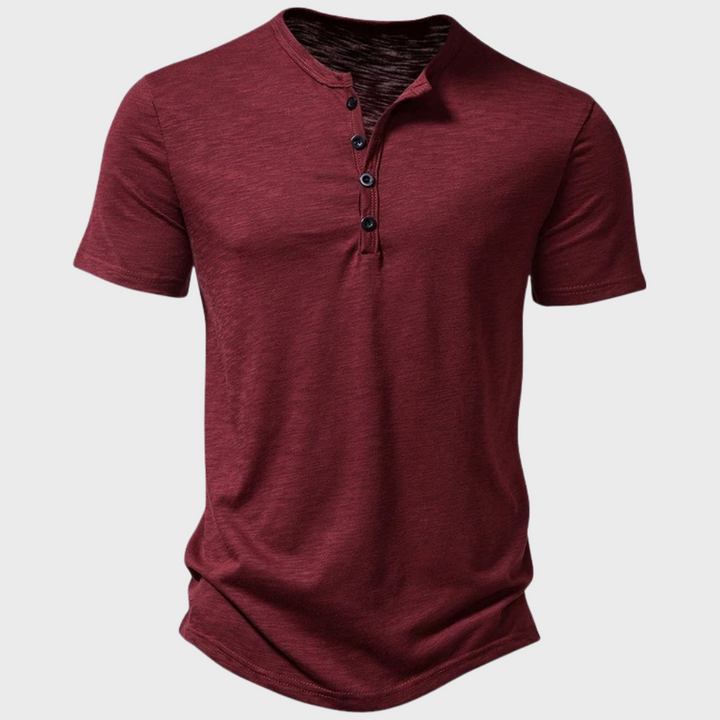 Jumas | Herren Henley Shirt Kurzarm Knopfleiste T-Shirt Casual