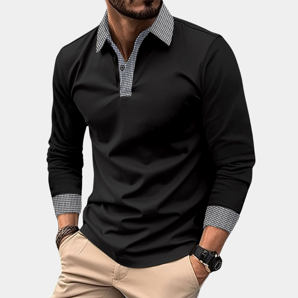 Mason | Herren Langarm Poloshirt Slim Fit Freizeithemd