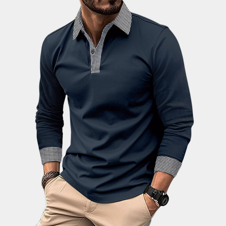 Mason | Herren Langarm Poloshirt Slim Fit Freizeithemd