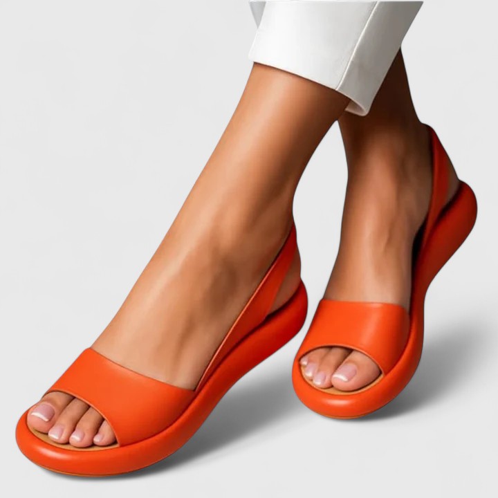 Subby | Damen Keilsandalen Slingback Peeptoe Plateau Sommerschuhe Flach