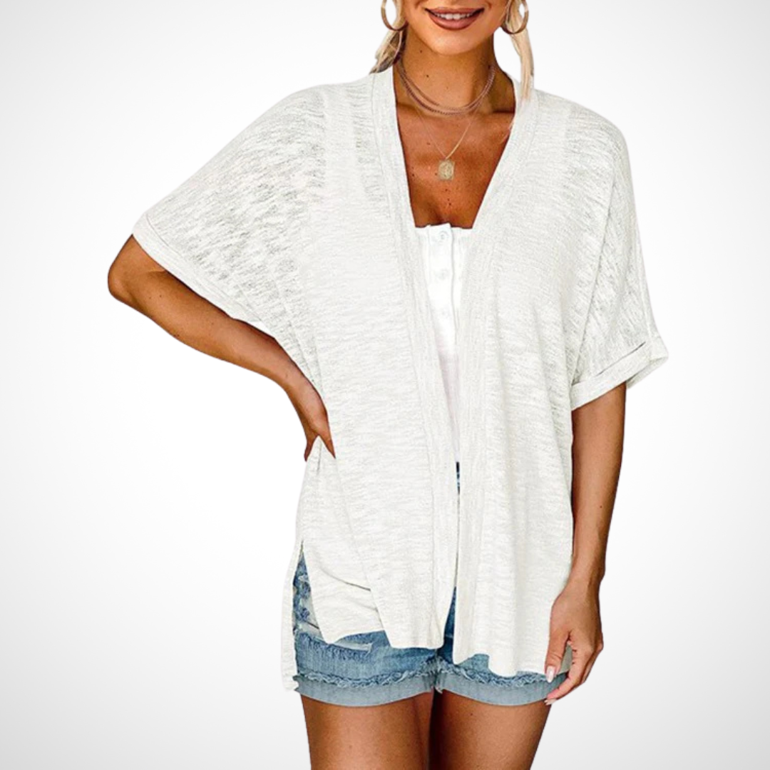 Rosal | Damen Kurzarm Cardigan Offen Leicht Sommer