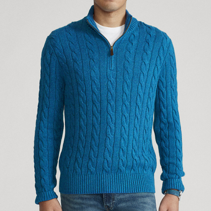 Brody | Herren-Zopfmusterpullover mit halbem Reißverschluss