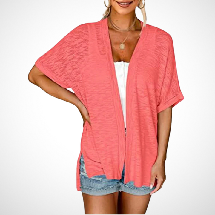 Rosal | Damen Kurzarm Cardigan Offen Leicht Sommer
