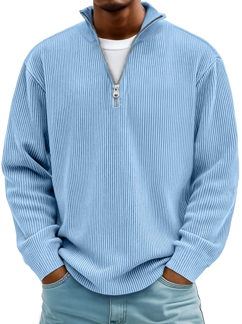Arno | Herren Sweatshirt Half-Zip Ripp-Struktur Übergroß