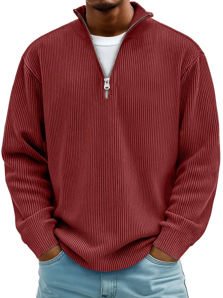 Arno | Herren Sweatshirt Half-Zip Ripp-Struktur Übergroß