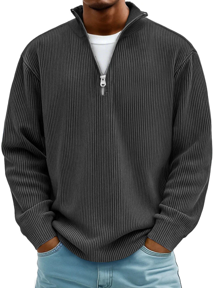 Arno | Herren Sweatshirt Half-Zip Ripp-Struktur Übergroß
