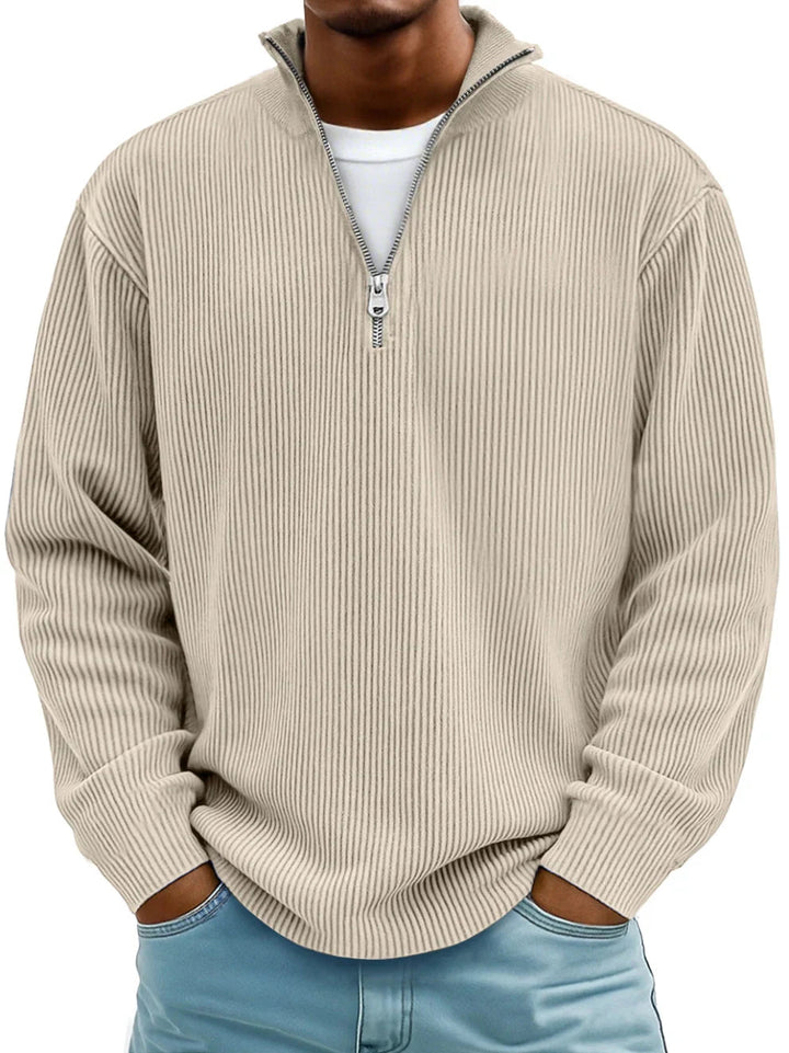 Arno | Herren Sweatshirt Half-Zip Ripp-Struktur Übergroß