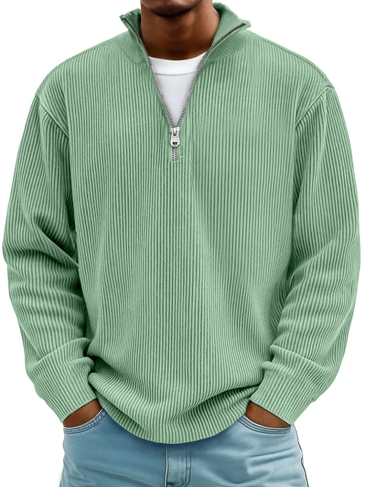 Arno | Herren Sweatshirt Half-Zip Ripp-Struktur Übergroß
