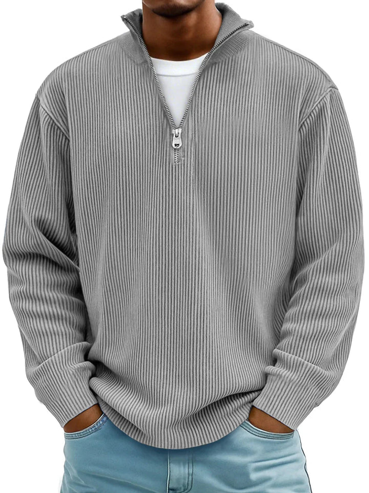 Arno | Herren Sweatshirt Half-Zip Ripp-Struktur Übergroß