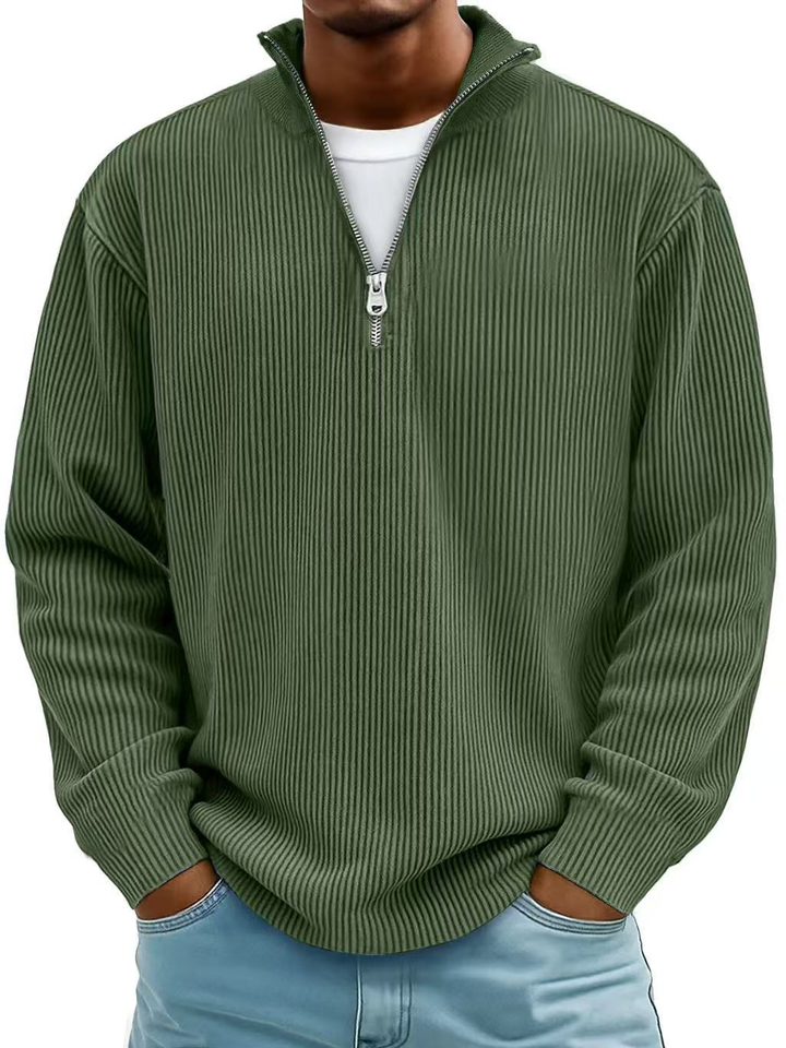 Arno | Herren Sweatshirt Half-Zip Ripp-Struktur Übergroß