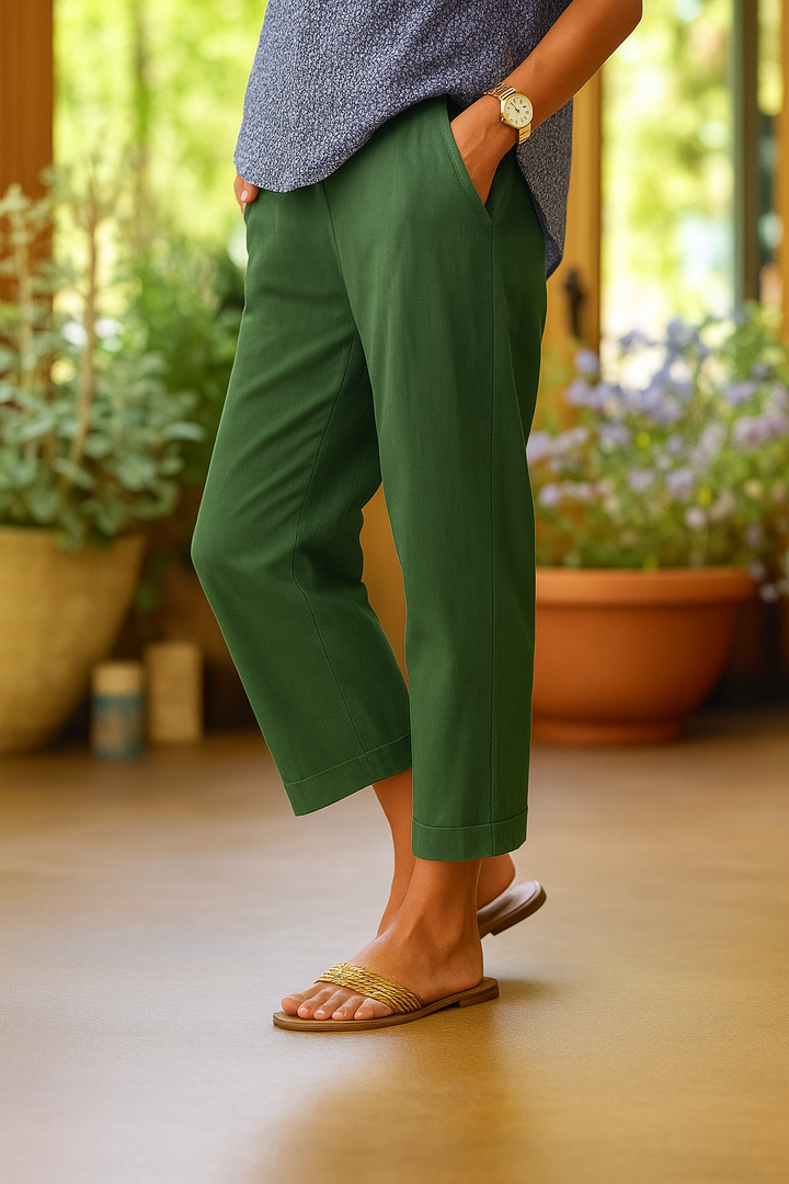 Lena | Damen-Cropped-Hose mit umgeschlagenem Saum