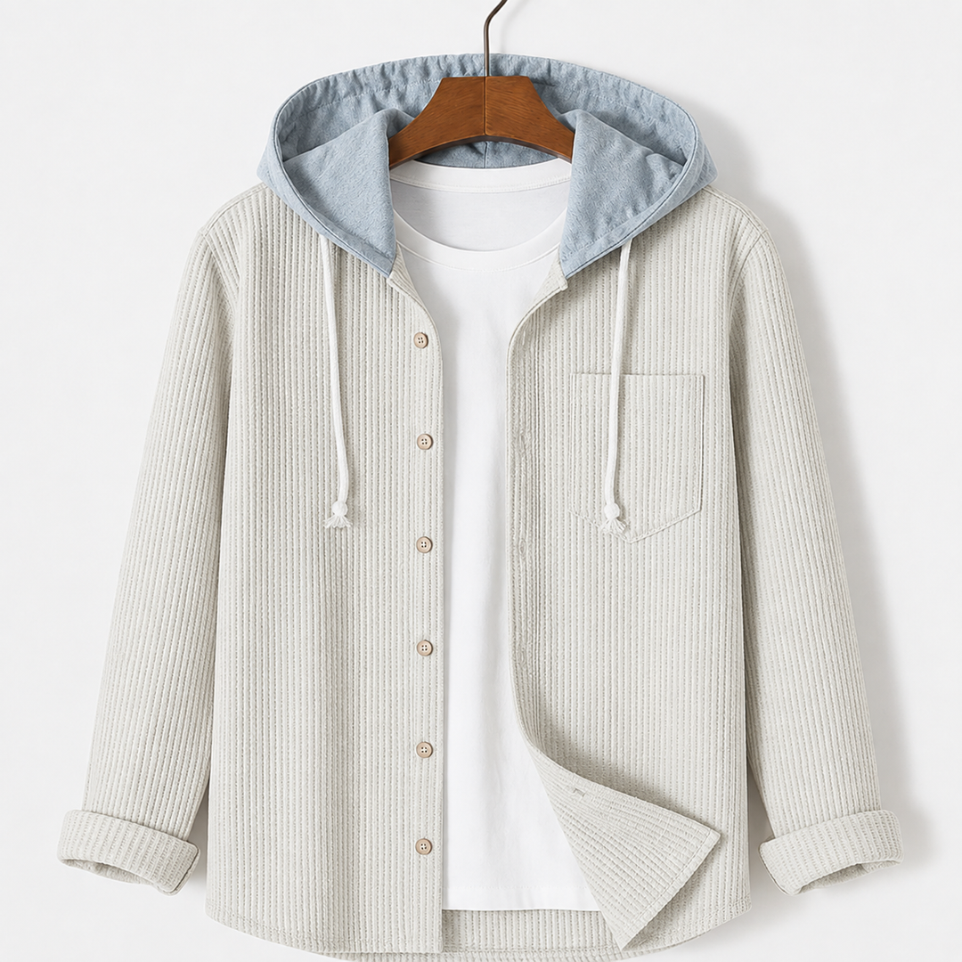Ridge | Herren Cord Hemdjacke Kapuze Überhemd Shacket