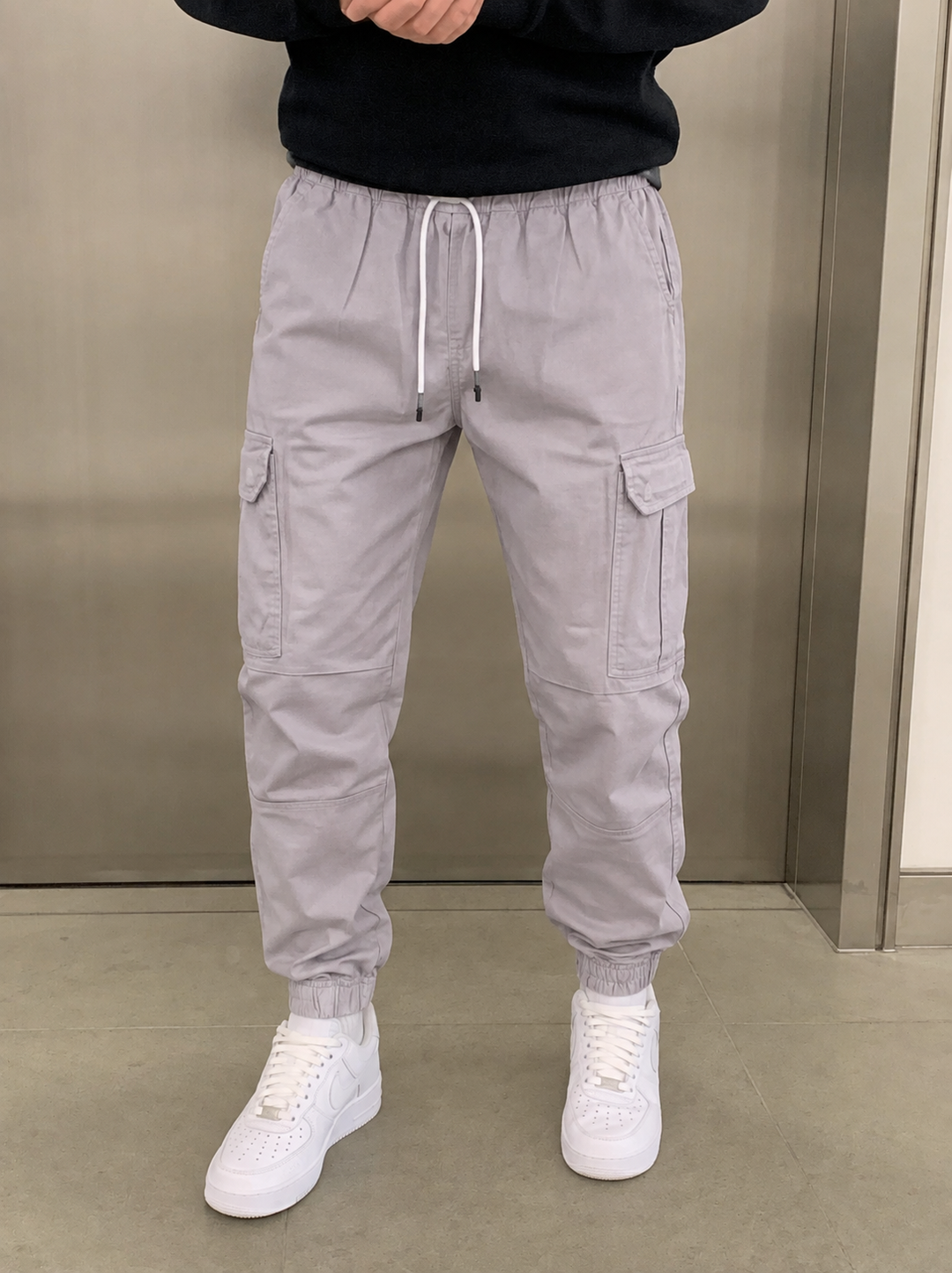 Mico | Herren Cargo Jogger Slim Fit Tunnelzug Seitentaschen