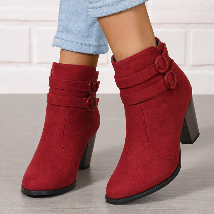 Gerda | Damen Stiefelette mit Schleife und Blockabsatz