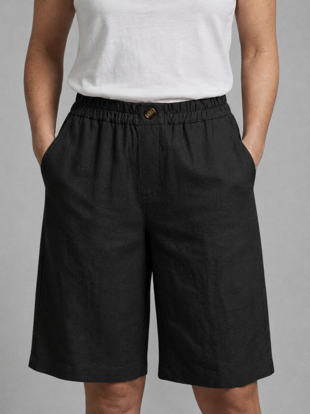 Almira | Damen Bermuda Shorts mit Elastikbund und Seitentaschen