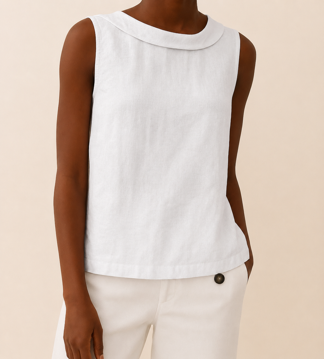Clara | Damen Ärmellose Bluse Rollkragen einfarbig