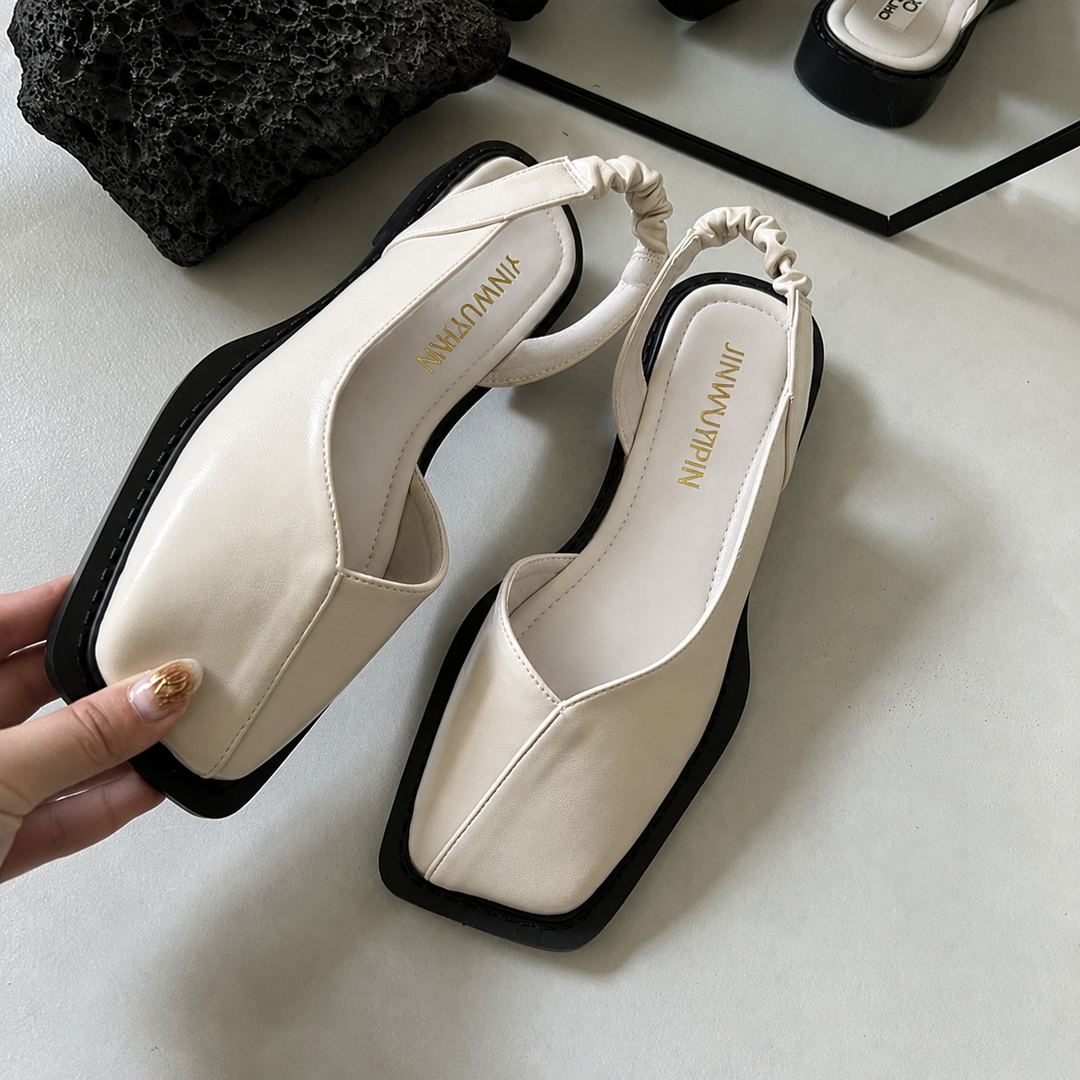 Nora | Damen Slingback Ballerinas Quadratische Zehenpartie Flach