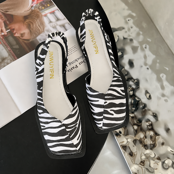 Nora | Damen Slingback Ballerinas Quadratische Zehenpartie Flach