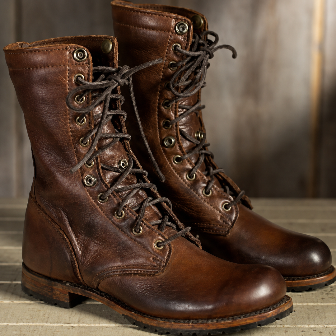 Verana | Damen Schnürstiefel Hoch Lederoptik Combat Boots
